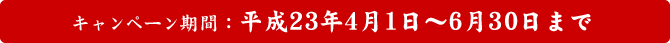 キャンペーン期間：平成23年4月1日〜6月30日まで